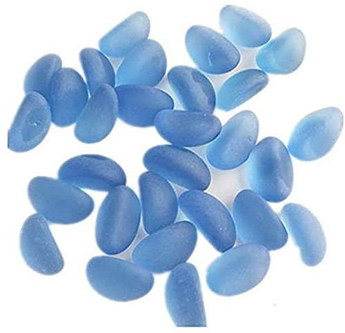 GIVBRO Galets décoratifs en granules de gravier de rivière, mini pierres en verre pour décoration de paysage, jardin, aquarium, bleu, 500 g