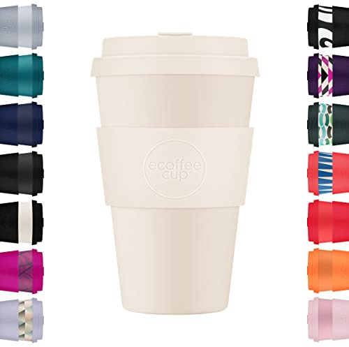 14oz 400ml Ecoffee Cup Wiederverwendbare umweltfreundliche 100% pflanzliche Kaffeetasse mit Silikondeckel und Hülle - Melaminfreie und biologisch abbaubare Reisetasse, Waicara