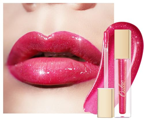 Oulac Red Pink Lip Gloss High-shine Moisturizing Lip Gloss Oil Colorful Shade Liquid Lipstick Non-stick Cup Glitter lipstick Lip Tint Reduce Fine Lines Lip Glaze For Dry Lip C13