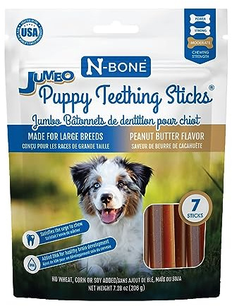 N-Bone Jumbo Puppy Teething Sticks Peanut Butter Flavor Dog Treats, 7 Count 7.28-oz Bag