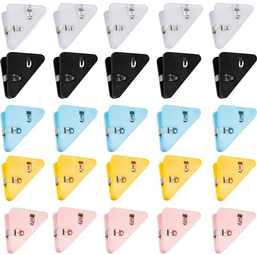 25 stycken hörnskyddsklämmor, triangulär pappersklämma, binder clip hörnskydd, för skolkontor, foldbacksklämmor liten