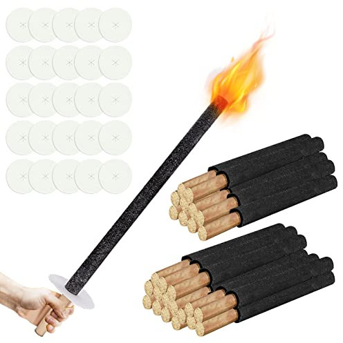 Jopassy Lot de 25 torches en cire - Durée de combustion : 45 min - Avec manche extra long - Qualité supérieure - 30 cm - Pour jardin, randonnée, randonnée, feu de camp
