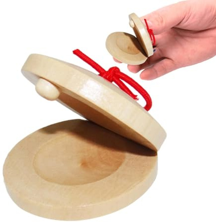 1/2 Wooden Castanet - Hand Finger Castanets, Flamenco Hand Clappers | Child Friendly Music Instrument Children, Portable Kindergarten Percussion Instruments, Size 2.17x2.17 Inches