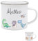 wunderwunsch - Personalisierte Emaille Tasse Kinder mit hochwertigem Spezial-Druck – Bruchsicher, Leicht & Umweltfreundlich – Perfekt für Zuhause, Kindergarten oder Camping (Dinos unten)