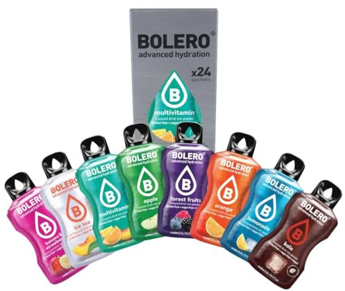 Bolero KIDS MIX 24x3g | Poudre à jus sans sucre, édulcorée avec stévia + vitamine C | convient aux enfants, aux sportifs et aux diabétiques | sans gluten et adapté aux végétaliens.