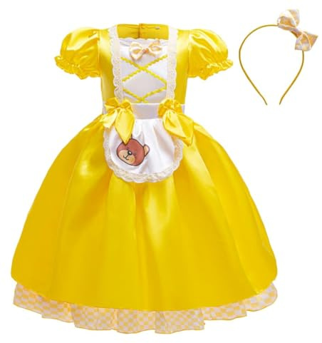 Lito Angels Fairy Tale Storybook Character and Three Bears Fancy Dress Up Costume with Headband for Kids Girls Age 8-9 Years, Yellow