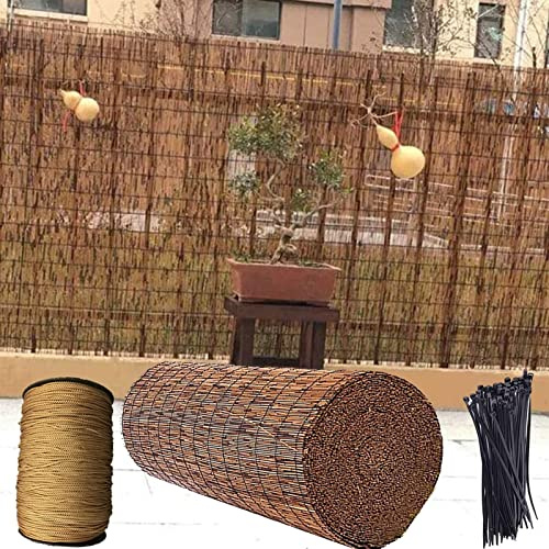 Rollo de valla de bambú para exteriores para balcón y parasol, persianas enrollables retro con protección UV impermeable para jardín, patio, villa, restaurante, decoración de hotel