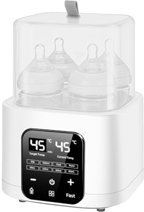 Vuxava 6 en 1 Calienta Biberones,Esterilizador Biberones,calentamiento rápido, control preciso de temperatura, pantalla LED, control remoto, Sin BPA,calienta hasta 4 biberones simultáneamente