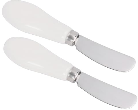 HEEPDD 2 St Smörspridare, Smörknivar Keramiskt Handtag, Mångsidigt Verktyg för Att Sprida Sylt och Ost Perfekt för Familjemåltider 2 St Smörspridare, Rostfritt Stål med Nan (Vit)