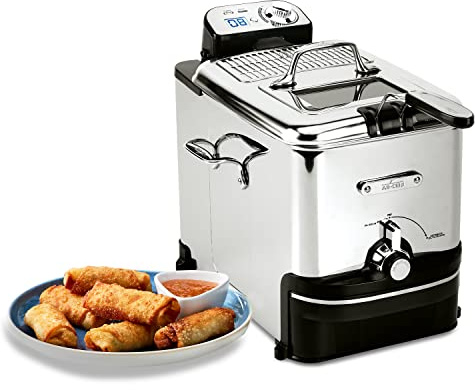 All-Clad Electric Deep Fryer with Basket and Lid, Stainless Steel Deep Fryer for Home Use, 1700W, Dishwasher Safe