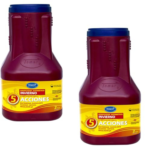 Tamar Invernador en Pastillas, Dosificador Automatico de Invierno, Tratamiento invernada Piscina, Invernaje y conservación, disolucion Lenta, biocida Especial multiaccion, 2 Kilos Pack de 2 Unidades