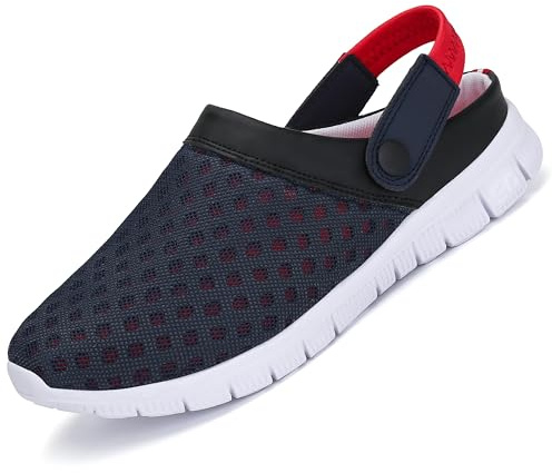 Sandalias de Playa Unisex Adulto Zuecos de Sanitarios Zapatillas Ligeros Respirable Zapatos Verano Rojo 43