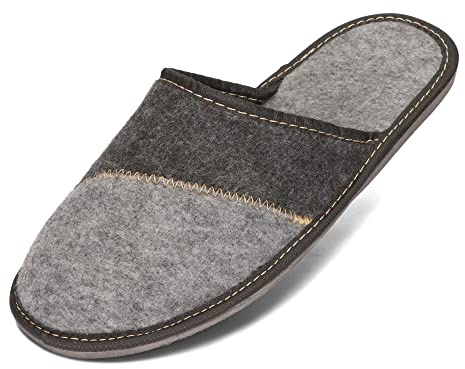 BeComfy Filttofflor för Män 40-46 EU (Grå, Europeiska skostorlekar, Vuxen, Numeriskt, Medel, 41)
