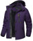 TACVASEN Damen Wasserdichte Jacke Winter Skifahren Outdoor Walking Fleece Mantel mit Abnehmbarer Kapuze, Dunkelviolett, L