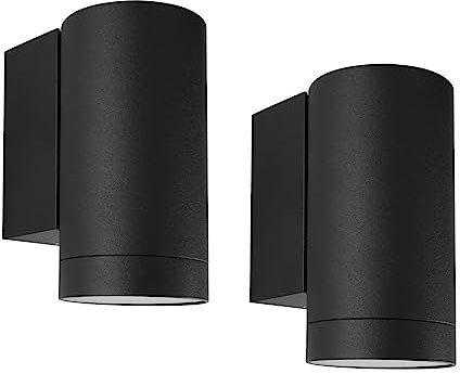 Klighten 2 pcs Outdoor Wall Lights IP65, Outside Down Lights, Exterior Wall Lighting Aluminum Modern Wall Lamp for Garden Entrance Terraces Corridor, Socket GU10, Bulbs not Included, Black (GW016)