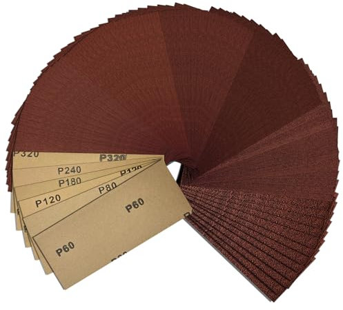 Schleifpapier Set 72 Stück 9 x 23 cm, Schleifpapier Holz Körnung 60 80 120 180 240 320, Nur für den Trockenen Gebrauch Schmirgelpapier für Auto Stein Lack Metall (72)