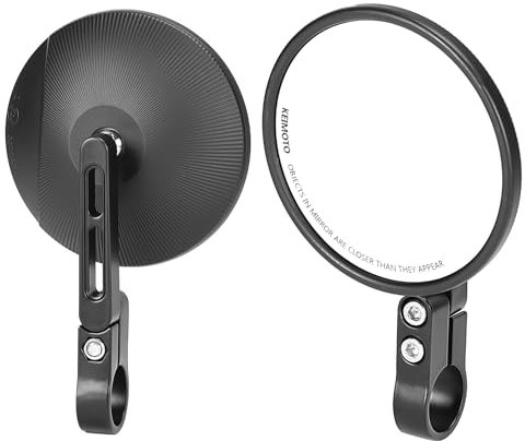 KEMIMOTO CNC Motorrad Spiegel E24 Geprüft, 360° Drehbar, 2 Stück Runde Lenkerendenspiegel, Motorradspiegel Kompatibel mit Meisten Motorrädern, ATV, Scooter, Roller