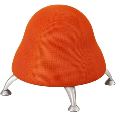 UrbanPro Low Profile Vinyl Upholstered Ball Chair, Orange Finish, Powder Coated Legs, Anti-Burst Exercise Ball, Active Seating for Kids, Encourages Posture and Balance, Lightweight Office or