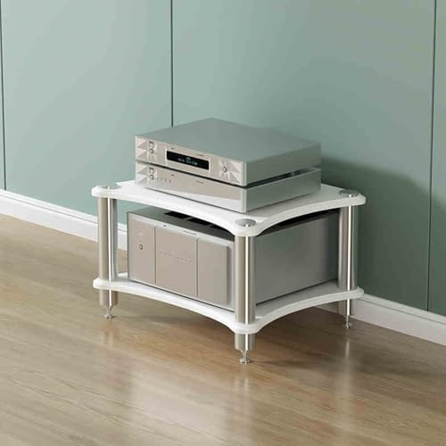 SFJATTA Mueble Equipo HiFi, Gabinete de Almacenamiento de Medios Estéreo for TV, Gabinete De Audio HiFi Multicapa, para Discos, Estante de exhibición de Vinilo(Creamy White,60 * 48 * 40cm)