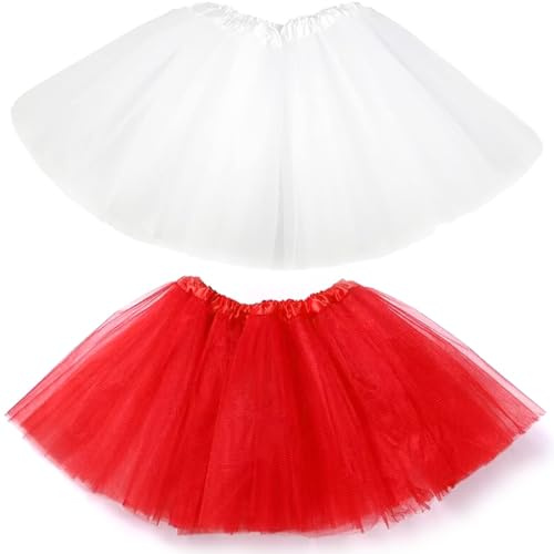 PNPGDYK 2 Piezas Falda de Tutú para Niñas, Falda de Tul para Ballet 3 Capas Elástica Disfraz de Princesa Carnaval 30cm de Largo Talla Única