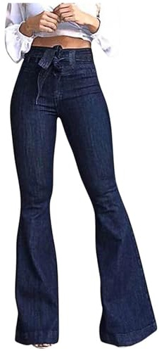 TURWXGSO Stretch Flared Jeggings for Women UK Bootcut Flared Jeans High Waisted Ladies Bell Bottom Denim Pants Skinny Fit Pull On Tummy Control Workout Bootleg Activewear Trousers