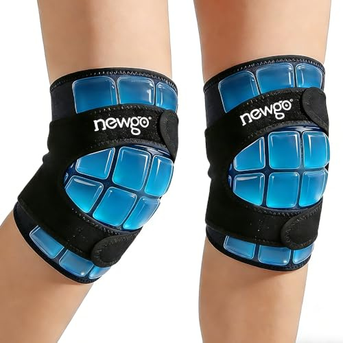 NEWGO Knee Ice Pack Wrap, 1 Hour Long-Lasting Compression Therapy- 2 Packs