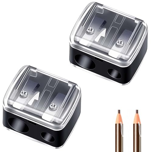 Lot de 2 taille-crayons de maquillage universels – Taille-crayon de précision pour khôl, eyeliner, rouge à lèvres et crayons à sourcils – Avec lames tranchantes, maniable pour les voyages