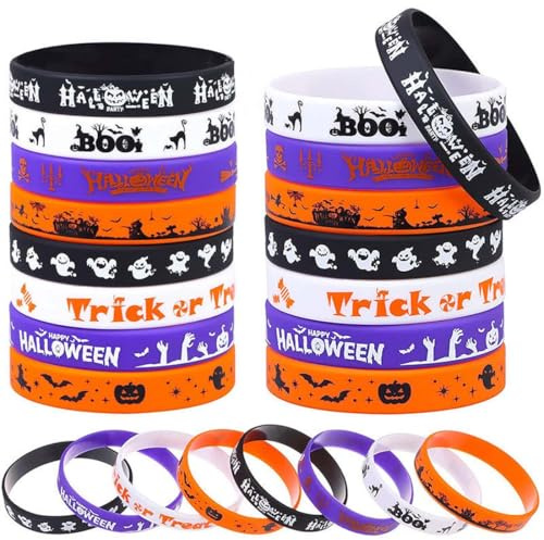 Confezione da 16 braccialetti in silicone per Halloween, braccialetti in silicone per feste di Halloween dolcetto o scherzetto, riempitivi per sacchetti regalo, bomboniere e premi per la classe