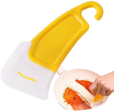 Utensile raschietto per pentole, silicone, 14 x 5 cm, flessibile, riutilizzabile, con trasferimento in resina antigraffio per la pulizia delle ciotole, per la rimozione della cucina, protezione