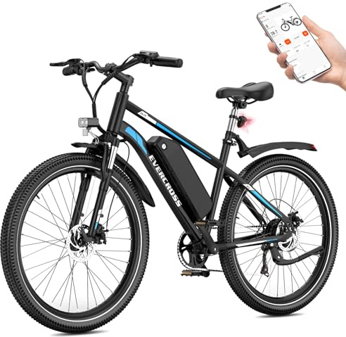 EVERCROSS EK15 Vélo électrique pour Adultes, VTT Electrique 27,5'' avec Pédalage - Application, Moteur 250W, Batterie 36V 13Ah, 15/20/25 KM/H, 7-S Vitesses, Vélos Electriques Urbains pour Unisexe