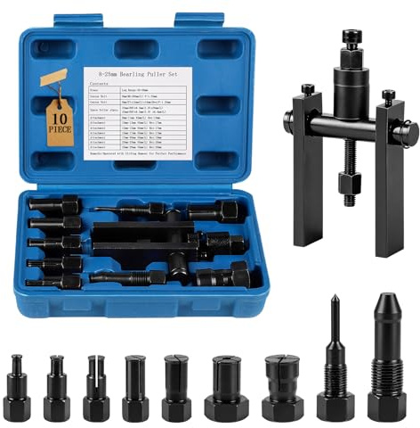 SUPAWAY Extractor de rodamientos interior 10pcs Mejora para extractor de rodamientos con 7 Mandril expansión (8–25mm) y Extractor dos brazos, Herramienta extraer rodamientos para bicicleta,moto, coche