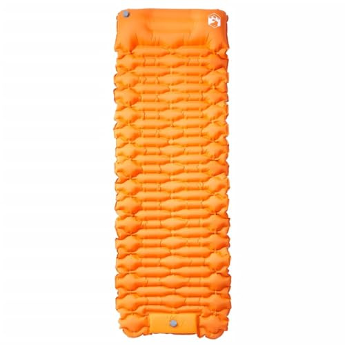Matelas auto-gonflant avec coussin, orange, 193 x 66 x 6 cm, revêtement en nylon 40D, TPU, ultra léger, imperméable, compact, pliable, idéal pour le camping, l'extérieur, la randonnée, le trekking