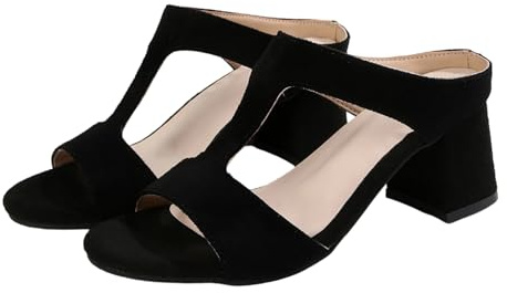 Sandalo da Donna a Bocca - di Pesce con Tacco Alto Scarpe Estive Classiche Ed Eleganti Sandali con Tacco Alto a Blocco per Donna, Nero, Ideali per Lavoro, Tempo Libero E Occasioni Speciali