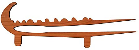 Crocodile Toaster Tongs and Oven Rack Pull, Solid Cherry Wood