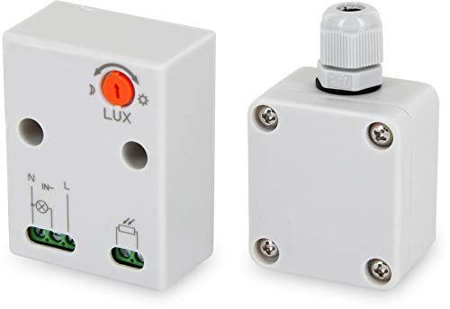 Mini capteur crépusculaire extérieur 230 V IP65 2300 W – LED compatible à partir de 1 W.