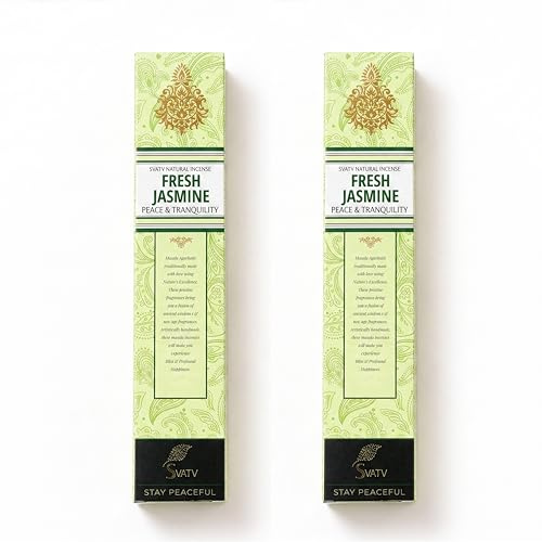 SVATV Ancient Method Jasminrökelsepinne med 2-pack rökelse för meditation, yoga, spirituell, aromaterapi The Mind - 15 g x 2 | 30 g | 1,05 oz