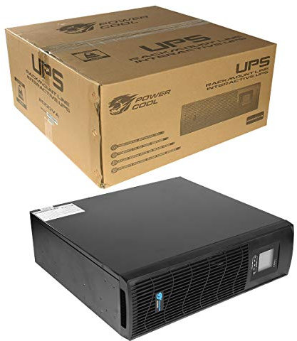 Powercool Intelligent Rackmount 2000VA UPS - 1600W - 3U Line-Interactive UPS with AVR, USB Monitoring, Surge Protection, 2× UK Socket, 3× IEC C13, 2 x RJ45, Generator Compatible | 3x 12V 7Ah Battery