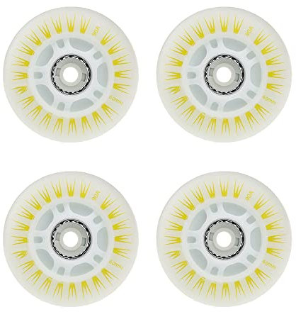CENPEK 4 Stück Inline-Rollschuh-Räder mit LED, langlebige, leuchtende helle Räder zum Gleiten, 60 mm, Gelb