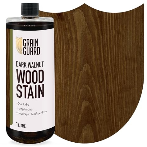GRAIN GUARD Wood Stain Water Based | Dark Walnut | 1L | Interior Furniture Stain | Light & Dark Stains | Eco-Friendly & Non-Toxic Wood Dye | Easy Application | Quick Dry & Low Odour
