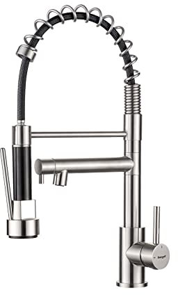 Ibergrif Grifo Profesional Cocina con Ducha Extraíble, Mezclador de Fregadero, Acero Inoxidable, M22144A