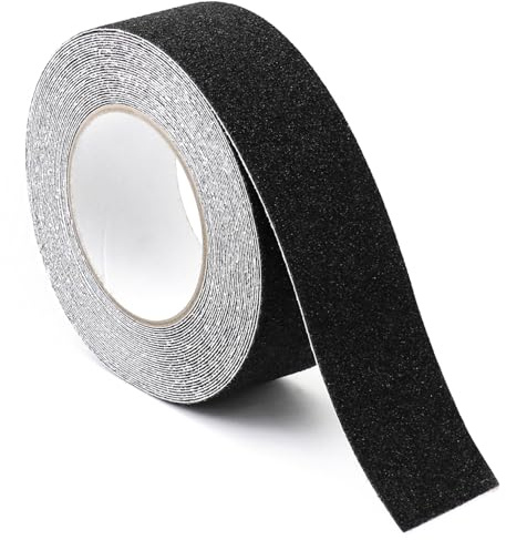 QWORK® Nastro Antiscivolo Impermeabile - 10mx 5cm - Cinta Antideslizante Adesivo per Scale, Gradini, Pavimenti Scivolosi Interno e Esterno (Nero)