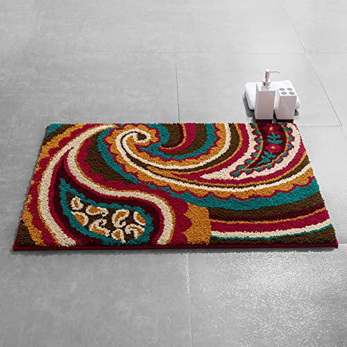 Badezimmerteppich Brauner Pfau Blau Badematte Flauschig Mikrofaser Badvorleger rutschfest Duschvorleger Schnelltrocknend Badteppich Waschbar Duschvorleger Verdicken Badematten Badmatte 40x60cm