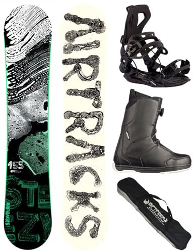 Airtracks Herren Snowboard Set Freestyle Freeride Wide Board Steezy Wide 160 - Snowboard Bindung Master - Softboots Master ATOP 43 - SB Bag