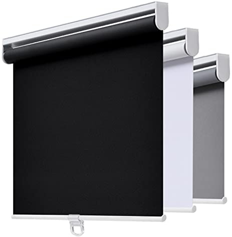 Cordless Roller Shades Blackout Blinds for Windows Room Darkening Rolled Up Shades with Spring System, UV Protection Window Shades Door Blinds for Home and Office (52 W x 72 H, Black)