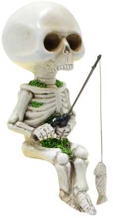 TLHWIN Nain de jardin en résine - Décoration d'arbre - Statue de squelette de pêche - Statue miniature pour décoration en résine - Pendentif - Ornement intérieur et extérieur - Décoration de fête