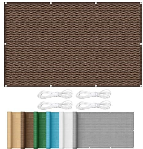 Tenda parasole per esterni, giardino, patio, 98% UV, recinzione schermante, 2,6 x 6,5 m, rettangolare, in tessuto traspirante, con occhielli, marrone