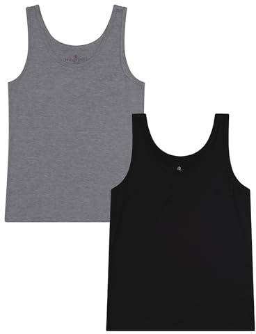 Magnolia Lounge Set di top da donna in bambù, maglietta e canottiera in bambù, rinfrescante, traspirante, traspirante e traspirante, grigio e nero., XL