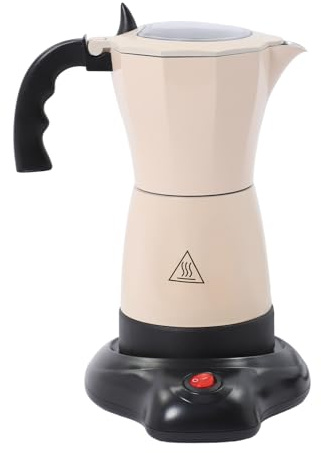 Pinuox Elektrische Kaffeemaschine 300ML 480W Espressokocher 6 Tassen Mokkakocher, Geeignet für Zuhause, Büro, Reisen (Beige)