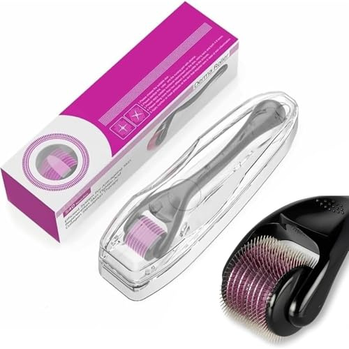 Derma Roller professionnel pour cheveux – Rouleau à barbe 0,5 mm – Rouleau à micro-aiguilles pour homme et femme – Rouleau de cheveux pour stimuler la croissance des cheveux, soins de la peau du