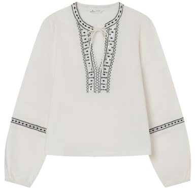 SPRINGFIELD Embroidered with Sequins At Neckline Long Sleeve Blouse Blusa De Manga Larga Mujer